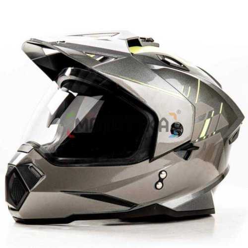 Шлем мото интеграл "Hizer"J6802(S)gray\lemon 2визора